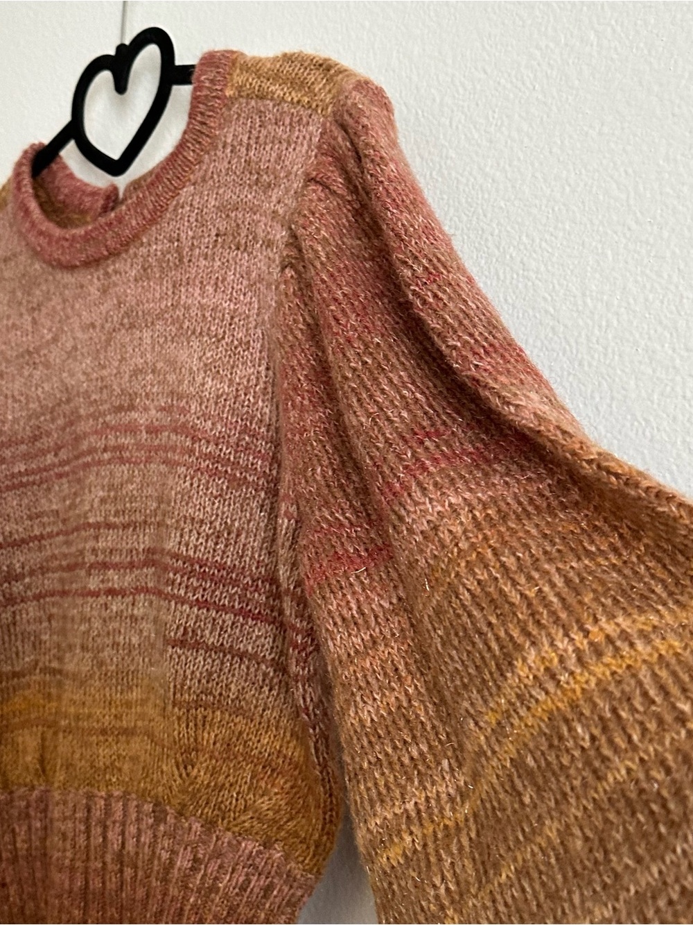 L*SPACE Rust Orange Red Balloon Sleeve Cropped Juniper Sweater Size S - Picture 4 of 12